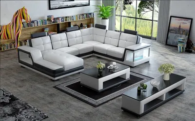 Immagine prodotto di Divano ad angolo a forma di U, divano letto, divano ad angolo imbottito, angolo salotto, divano in pelle, design moderno