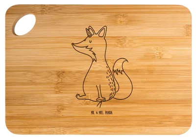 Produktbild von Mr. & Mrs. Panda Brett Einhorn Fuchs - Transparent - Geschenk, Fuchshörnchen, Frühstücksbrettchen, Füchse, Einhörner, Frühstücksbrett, Unicorn, Holzbrettchen, Unicorns