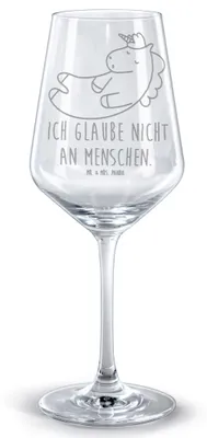 Produktbild von Mr. & Mrs. Panda Weinglas Einhorn Wolke 7 - Transparent - Geschenk, graviert, Rotwein Glas, Unicorn, Einhörner, Menschen, Lustig, Burgunderglas, für, Kelch