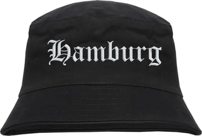 Produktbild von Hamburg Fischerhut - Altdeutsch - bestickt -  Bucket Hat Anglerhut Hut Anglerhut Hut  Schwarz S/M