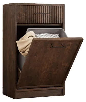 Produktbild von Müllschrank, Kipp-Design, zusätzlicher Stauraum-Schublade, Walnuss
