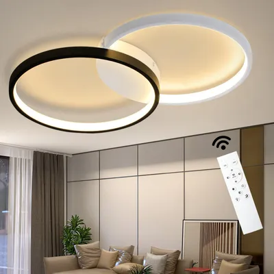 Zdjęcie produktu dla ZMH LED lampa sufitowa do salonu lampa sufitowa ściemnialna z pilotem, 45W czarna biała nowoczesna lampa do salonu lampa do sypialni 50CM