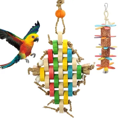 Immagine prodotto di Giocattoli in legno naturale a forma di pannocchia di mais, ricchi di calcio, ideali per pappagalli (confezione da 2 pezzi)