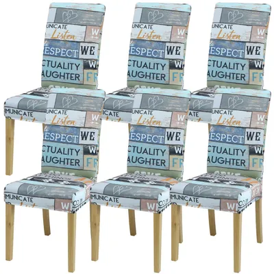 Productafbeelding van 6 stoelhoesjes, gemaakt van zachte, wasbare en elastische jacquard stretchstof van melksilk, geschikt voor de eetkamer, keuken of het kantoor