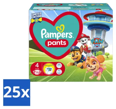 Immagine prodotto di 25 pannolini mutandini Pampers Baby-Dry Paw Patrol, taglia 4 (9-15 kg) - confezione  - 25 pezzi