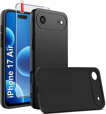 Zdjęcie produktu dla Etui Czarne Matowe Silikon Slim do iPhone 17 Air + SZKŁO 9H