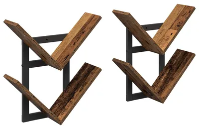 Zdjęcie produktu dla vidaXL Półka ścienna, 2 sztuki, drewno z odzysku, 43 x 15 x 47 cm, materiał drewnopochodny