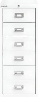 Produktbild von BISLEY MultiDrawer™ Schubladenschrank verkehrsweiß 6 Schubladen 27,9 x 40,8 x 67,0 cm