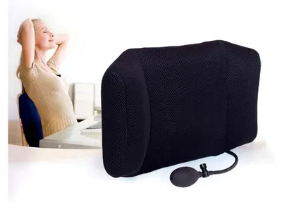 Produktbild von Tragbares aufblasbares Lendenwirbelstützkissen / Massagekissen für Reisen, Büro, Auto und Camping zur Schmerzlinderung im Rücken