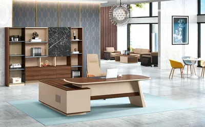Immagine prodotto di Set completo di scrivanie per ufficio mobili da ufficio in legno marrone