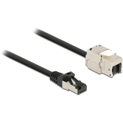 Produktbild von DeLOCK Kabel RJ45 Stecker zu Keystone Modul RJ45 Buchse Cat.6A 5 m schwarz, Flach, Schwarz, RJ-45, RJ-45, Männlich, Weiblich