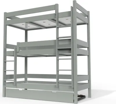 Produktbild von Etagenbett 4 Plätze 90X190 holz ABC - Grau