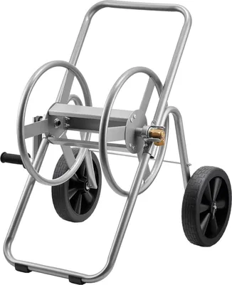 Obrázek produktu pro Vozík na zahradní hadici – naviják na hadici a navíječ hadice – pro hadici o délce 61/91 m – dvěPolyuretankolečka – s rukojetí a síťovým košem – rozměry 530 x 650 x 740 mm