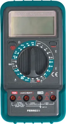 Produktbild von Ferrex Multimeter Digital inkl. 9 V Blockbatterie 3,5-stelliges LC-Display
