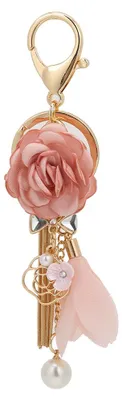 Produktbild von Schlüsselanhänger mit Imitationsperle, Blumenquaste, Taschenverzierung, Schlüsselring, Geburtstagsgeschenk
