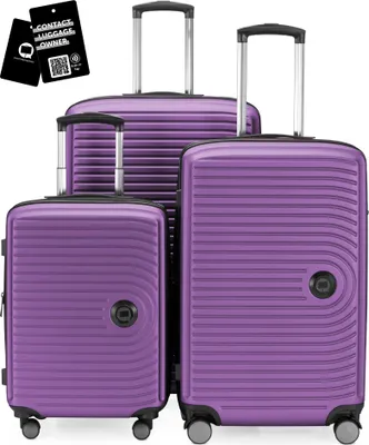 Produktbild von Hauptstadtkoffer MITTE - Gepäck-Set 3 Koffergrößen + digitaler Namensschild Gepäckanhänger, Reisetrolleys mit XL Erweiterung Kofferset Aufgabegepäck ,Aubergine
