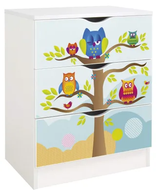 Immagine prodotto di Comodino bianco con 3 cassetti, ideale per bambini