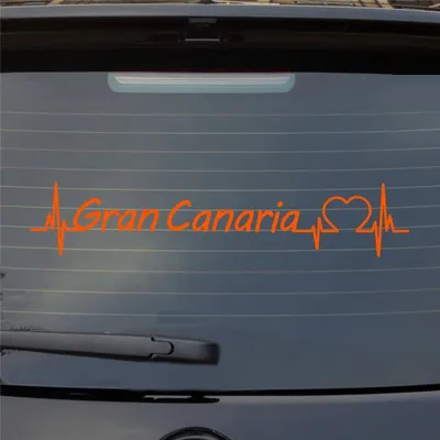 Produktbild von Heckscheibenaufkleber Gran Canaria Puls Herzschlag Auto- mit Insel Motiv 55x11 cm Orange Auto Aufkleber Sticker
