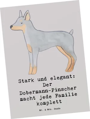 Produktbild von Mr. & Mrs. Panda Postkarte Dobermann Pinscher - Grau Pastell - Geschenk, Fotokarte, Familienhund, Schutzhund, Hunderassen Beschreibung, Hunde, einzelkarte, Eigenschaften