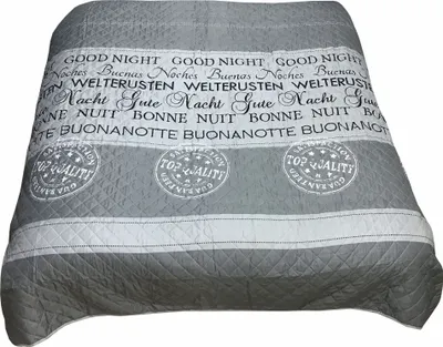 Produktbild von Tagesdecke Bettüberwurf Home Good Night grau weiß gesteppt Wohndecke Steppdecke, Größe:220x240 cm, Farbe:Good Night grau