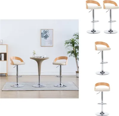 Obrázek produktu pro vidaXL Barová židle 2 ks. Krémově bílá Imitace kůže a ohýbaného dřeva - Barová stolička