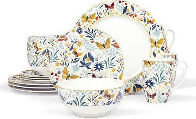 Produktbild von Porzellan-Servierset mit Blumenmuster für 4 Personen