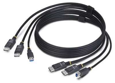 Obrázok produktu pre StarTech.com DDU1226-KVM-CABLE, 1,8 m, USB, USB, DisplayPort, Čierna, 2 x DisplayPort + USB 3.2 Type-A