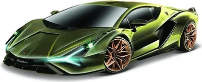 A studio shot of a green Lamborghini Sian FKP 37 model car.