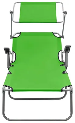 Image de vidaXL Chaise longue avec toit solaire acier vert