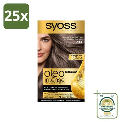 Obrázok produktu pre 25 ks SYOSS Oleo Intense 7-56 Mokka tmavohnedý odtieň vlasovej farby bez amoniaku – balík