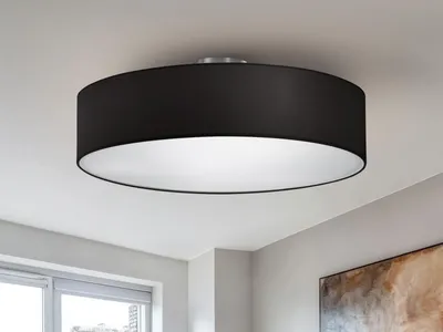 Immagine prodotto di TRIO Design plafoniera tonda Ø 50cm paralume in tessuto nero E27 - luce soggiorno