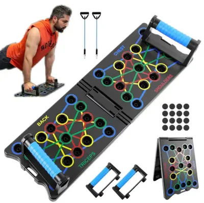 Produktbild von Klappbares Liegestützbrett - Heimtraining Muskeltraining - Multifunktionales Trainingsboard - Fettverbrennung und Muskelaufbau - Platzsparend tragbar - Schwarz