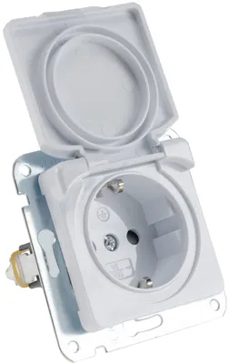 Obrázok produktu pre Zásuvka DELPHI s uzemňovacím kontaktom IP40 250V~/ 16A, s krytom, zapustená, biela