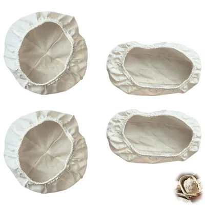 4 Leinentücher zum Brotbacken, rund & oval, für Gärkörbchen
