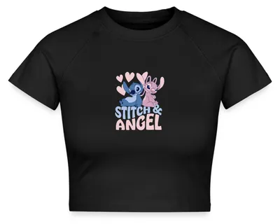 Produktbild von Lilo & Stitch Herzmotiv Angel Und Stitch Crop Top, XXL, Schwarz