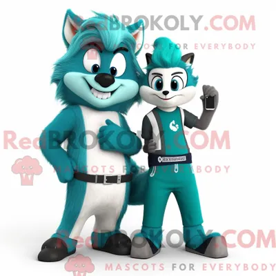 Imagen del producto de Disfraz REDBROKOLY de mascota Teal Skunk vestido con Mom Jeans y relojes inteligentes