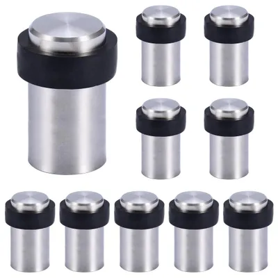 Image de 10 butoirs de porte en acier inoxydable à fixer au sol (visageage et perçage requis), butoirs de porte en acier inoxydable, Ø 32 mm, hauteur 60 mm
