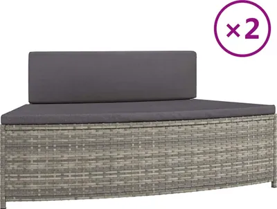 Produktbild von vidaXL Whirlpool-Bänke mit Auflagen 2 Stk. Grau Poly Rattan