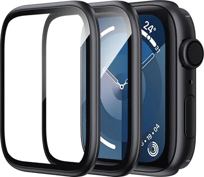 Image de WSKEN Apple Watch Series 9/8/7 41mm Film de protection en alliage de titane noir 2 pièces