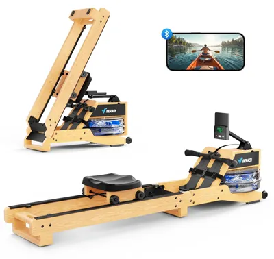 Produktbild von Rudermaschine - Rudertrainer - Fitnessgerät - Indoor-Rudergerät - Holzrudermaschine