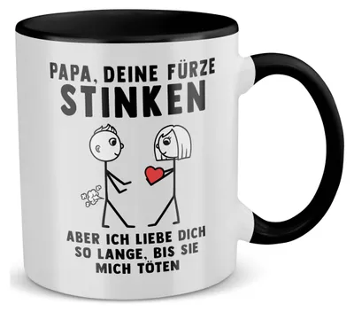 Produktbild von 22Feels Papa Geschenk Vatertag Vater Tasse Deine Fürze Stinken Geburtstag Kaffeetasse Männer Weihnachten Haferl (Weiss-Schwarz)