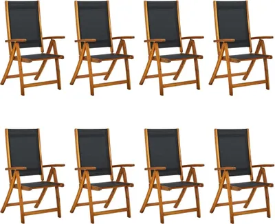 Image de vidaXL Chaises de jardin 8 pcs. Pliable Bois massif Acacia et Textilène