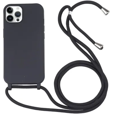 Produktbild von Mobigear Handylanyard für iPhone 16 Pro, Silikon-Handykette – Schwarz