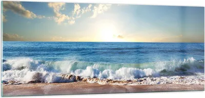 Produktbild von Bilder auf glas - Meer Ufer Wasser - 100x40cm - Glasbilder - Wandbilder - Kunstdruck - zum Aufhängen bereit - Wanddekoration aus Glas - Glas Bilder - Wandbild auf Glas - Einteilig - GAB100x40-3551