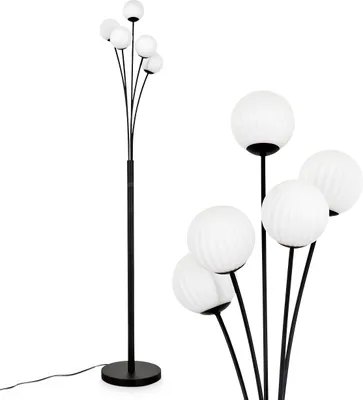Produktbild von Lerici Stehlampe aus Metall/Riffelglas in Schwarz/Weiß