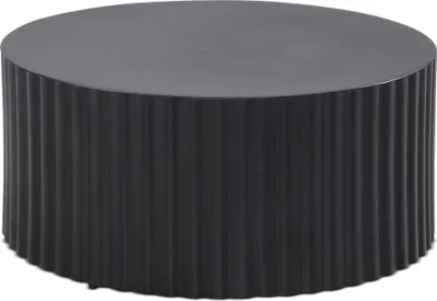 Produktbild von Runder Sofatisch mit Wellen-Muster, Couchtisch Metall Schwarz. 67x67x31 cm | Kadima Design