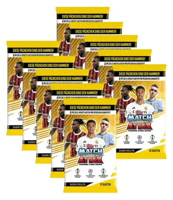Zdjęcie produktu dla Match Attax Liga Mistrzów 2024/25 – Karty kolekcjonerskie – 10 paczek