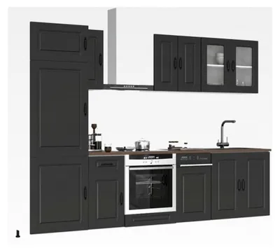 Produktbild von Küchenschrank-Set 8-teilig Kalmar aus schwarzem Holzwerkstoff