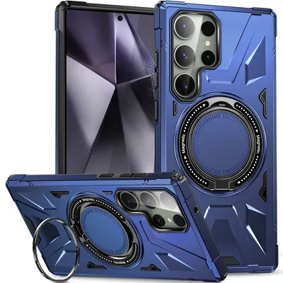 Obrázek produktu pro Pouzdro pro Samsung Galaxy S24 Ultra kompatibilní s MagSafe, robustní ochrana pouzdro s magnetickým prstencovým stojánkem modré