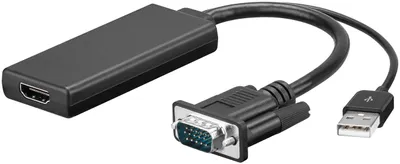 Immagine prodotto di Goobay 67816 Cavo adattatore VGA/HDMI™, 0,1 m, nero - spina VGA (15 pin) + spina USB 2.0 (tipo A) > presa HDMI™ (tipo A)